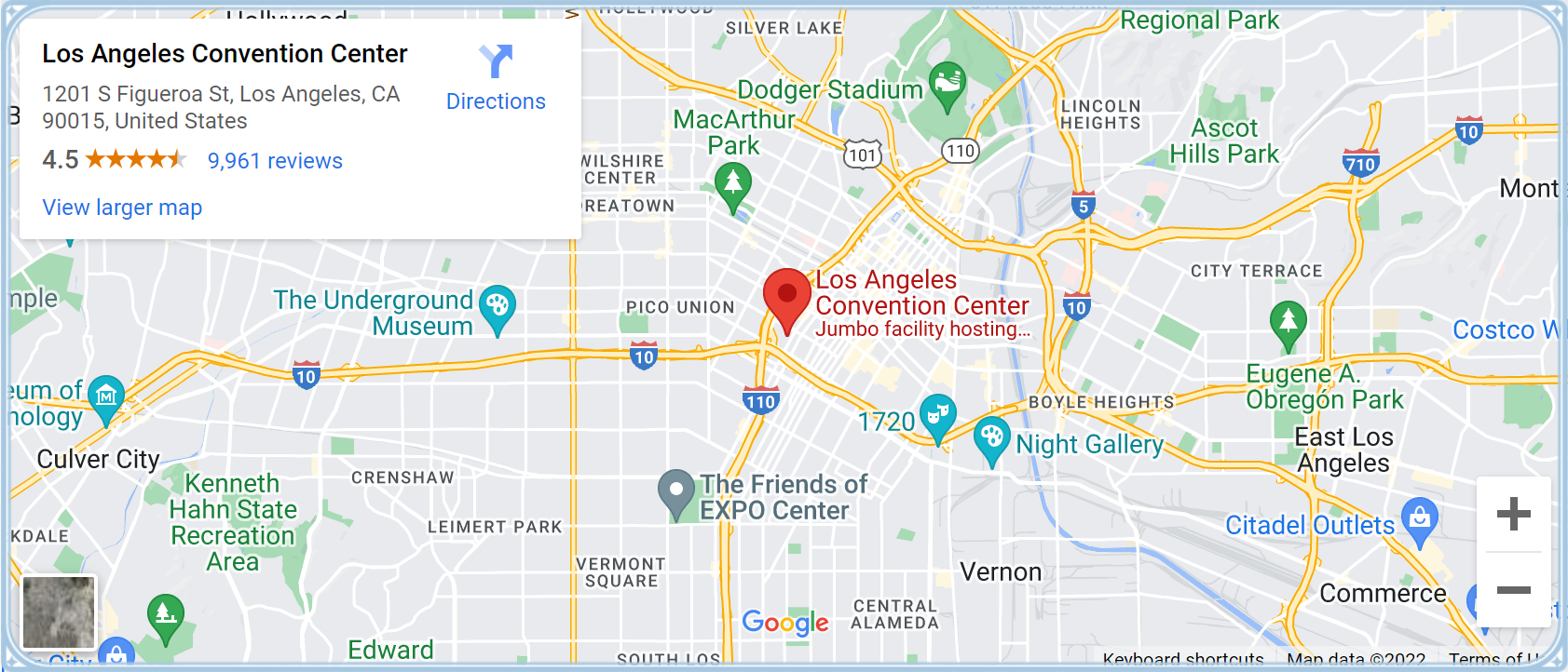 NA Tour 2022 Los Angeles Map